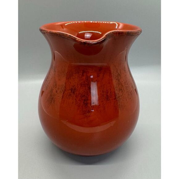 Vintage Small Orange & Brown Pitcher Glazed Clay Made in Italy 5 1/4" Pottery - Picture 2 of 9